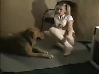 Russian adores getting drilled by her dog