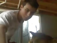 Brandon snoggs the dog and cums gaybeast com [ Woman Fucked by Animal ]