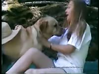 Dog fucks hot owner in the forest in zoophilia porn