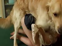 Woman gets double fucked in dog porn