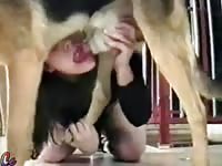 Woman fucks herself with dildo and dog cock animal porn
