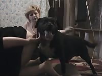 Dog pleasures fat milf in animal porn video