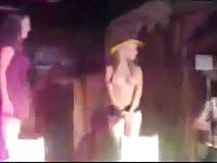 Video captured live features blonde teen stunner exposing her juicy breasts for large crowd