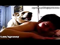 Mature granny  zoo sex with big dog