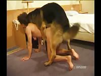 Kinky brunette and boyfriend having dog sex