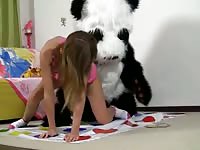 Panda animal sex with a petite chick