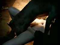 Sexy babe got her pussy eaten and fucked by dog