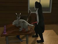 Furry dog fucking another dog from behind