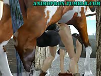 Horse dick destroying a lady's ass in animal anal sex