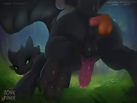 Black cat getting fucked by man's dick in beastiality cartoon