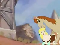 Big horse dick fucking a slut in beastiality cartoon