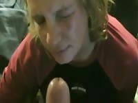 Blonde gives blowjob and handjob and she receives a facial