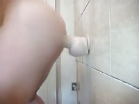 Quickie Against the Wall: Amateur Crossdresser Fun with a Sex Toy
