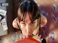 She got paid to blow dick, observe her take a DT oral